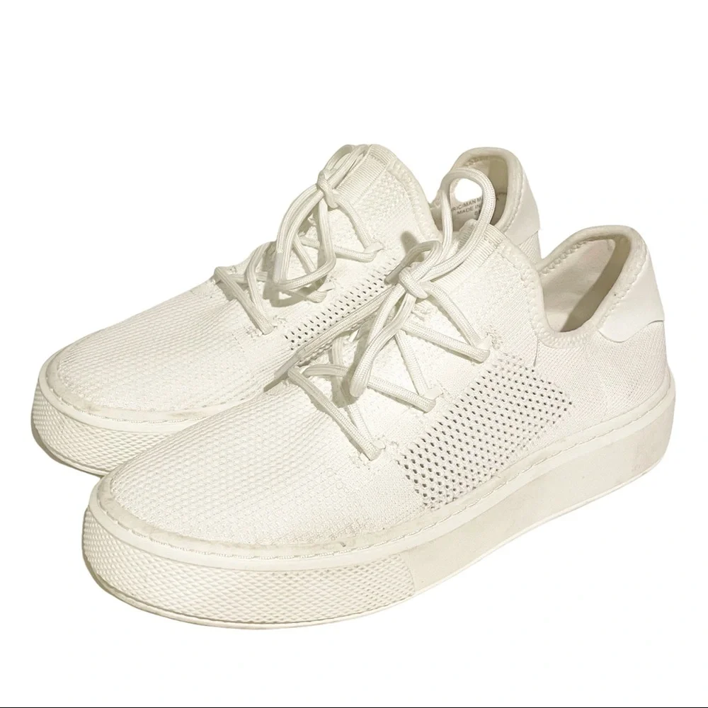 J/Slides Womens Damien White Exposed Lace Sneakers Rubber Sole Size 8